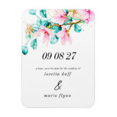 Pink Floral Save the date Magneet (Verticaal)