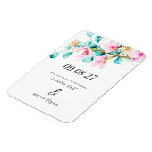 Pink Floral Save the date Magneet (Linkerzijde)