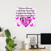  PINK FLORAL SERENITY PRAYER POSTER (Thuiskantoor)