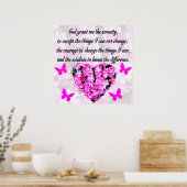  PINK FLORAL SERENITY PRAYER POSTER (Keuken)