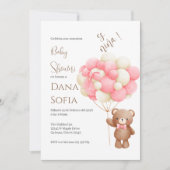 Pink floral Spanish Baby Shower Girl invitation Kaart (Voorkant)