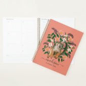 Pink Floral Squirrel Monkey Personnalisé Plan 2022 (Devant avec enveloppe)