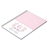 Pink Floral Stripes Monogrammed Notitieboek (Linkerzijde)