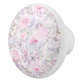 Pink Floral Succulent Illustration Summer Pattern Keramische Knop (Rechts)