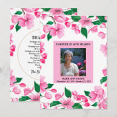 Pink Floral Sympathie Hartelijk dank Kaart (Voorkant / Achterkant)