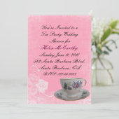 Pink Floral Tea Party Invitation de la douche nupt (Debout devant)