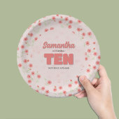 Pink Floral Tenth Birthday Girl Party Custom Papieren Bordje