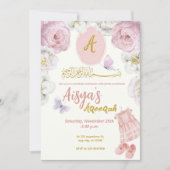 Pink Floral Thème Aqiqa Aqiqah Aqeeqah Invitation (Devant)