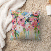 Pink Floral Throw Pillow Kussen (Deken)