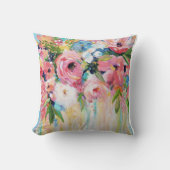 Pink Floral Throw Pillow Kussen (Voorkant)
