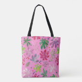 Pink Floral Tote Bag – Cute Botanical Pattern (Achterkant)