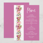Pink Floral trouwmenu Menu (Voorkant / Achterkant)