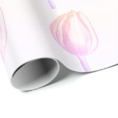Pink Floral Tulips Pattern Kerstmis 2022 Cadeaupapier (Rol Hoek)