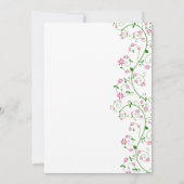 Pink Floral Vine Douche Invitation Carte Plat (Dos)