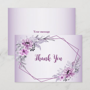 Pink Floral Violet Paars Lijst Bedankkaart