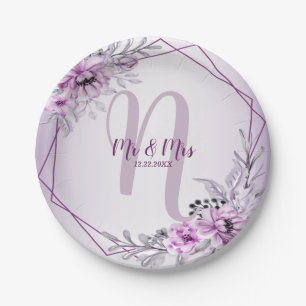 Pink Floral Violet Paars Lijst Papieren Bordje
