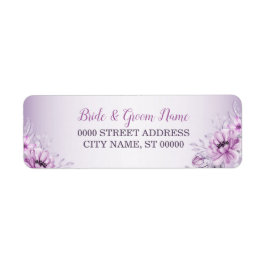 Pink Floral Violet Watercolor Return Address Etiket