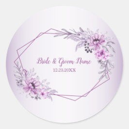 Pink Floral Violet Watercolor Ronde Sticker