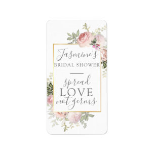 Pink Floral Vrijgezellenfeest Spread Love Not Germ Etiket