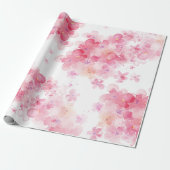 Pink Floral Watercolor Cadeaupapier (Uitgerold)