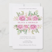 Pink Floral Watercolor Wedding Invitation  (Devant)