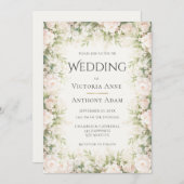 Pink Floral Watercolor Wedding Kaart (Voorkant / Achterkant)