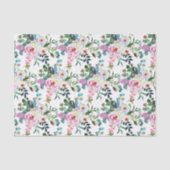 Pink Floral Waterverf Bohemian Pattern Tissuepapier (Voorkant)
