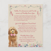 Pink Floral Waterverf Dog Grooming Services Menu (Achterkant)