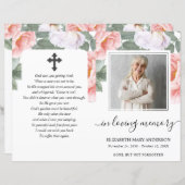 Pink Floral Waterverf Foto Funeral Full Programme (Voorkant / Achterkant)