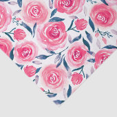 Pink Floral Waterverf Roos Patroon Tissuepapier (Detail)