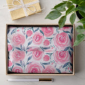 Pink Floral Waterverf Roos Patroon Tissuepapier (Geschenk)