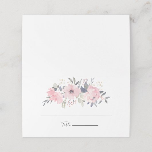 Pink Floral Waterverf Script Weddenschap (Buitenkant ongevouwen)