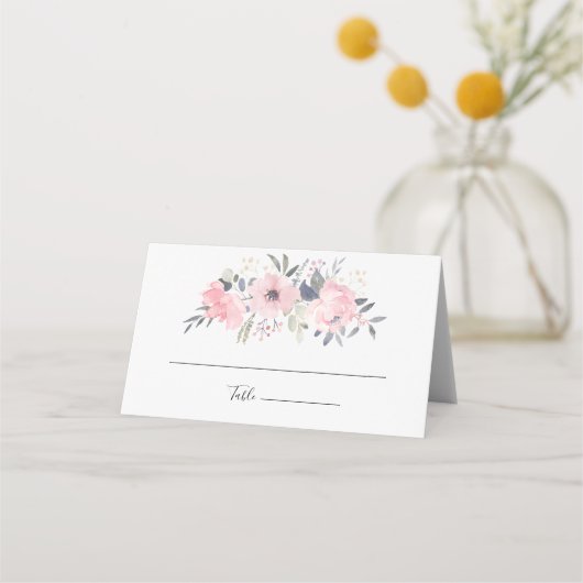 Pink Floral Waterverf Script Weddenschap (Voorkant)