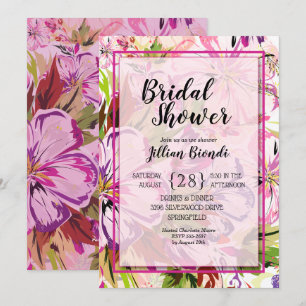 Pink Floral Waterverf Vrijgezellenfeest nodigt uit