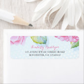 Pink Floral Waterverf Wedding Etiket (Insitu)