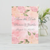 Pink Floral Waterverf Wedding Save The Date (Staand voorkant)
