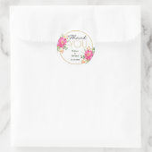Pink Floral Weddenschap Bedankt Ronde Sticker (Tas)
