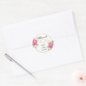 Pink Floral Weddenschap Bedankt Ronde Sticker (Envelop)