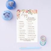 Pink Floral Weddenschap Opname I Spy Game Card Flyer (Enkel)