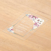 Pink Floral Wedding Acryl Uitnodigingen (Laagn)