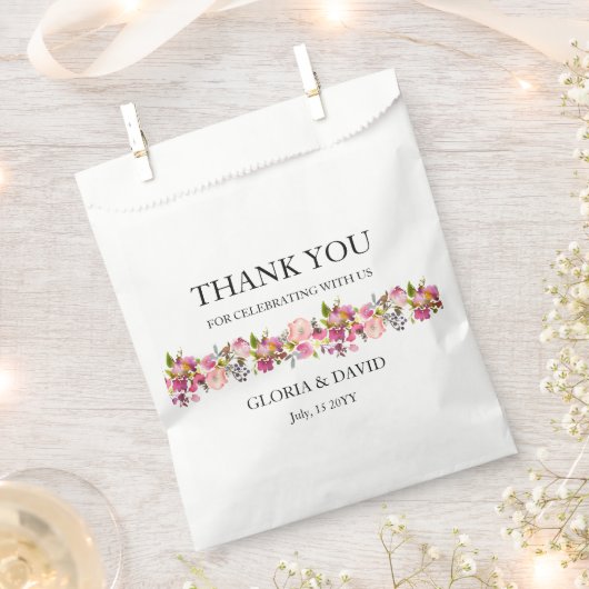 Pink Floral Wedding Bedankzakje (Geknipt)