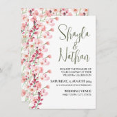 Pink Floral Wedding & Birthday Invitation (Devant / Derrière)
