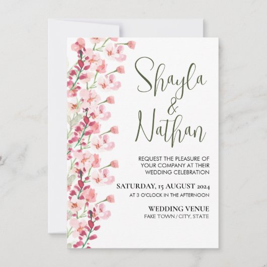 Pink Floral Wedding & Birthday Invitation (Devant)