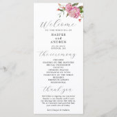 Pink Floral Wedding Ceremony Programme Programma (Voorkant)
