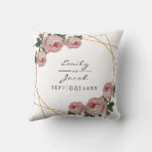 Pink Floral Wedding Elegant Gold Glitter Geometric Kussen (Achterkant)