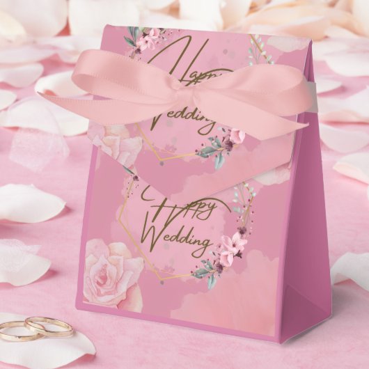 Pink Floral Wedding Favor Box Bedankdoosjes (Huwelijk)