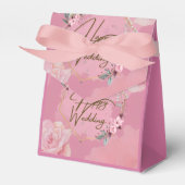Pink Floral Wedding Favor Box Bedankdoosjes (Voorkant Zijde)