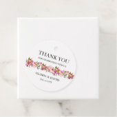 Pink Floral Wedding Favor Labels (In situ)
