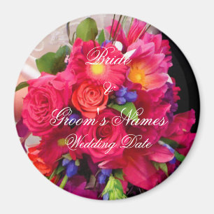 Pink Floral Wedding Favor Magneet
