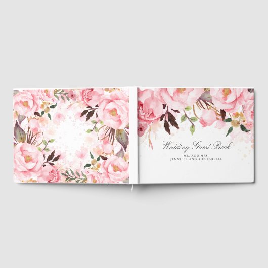 Pink Floral Wedding Gastenboek (Volledig)